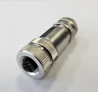 Разъем М12, 4A, гнездовой, винт, металлический, прямой, резьба PG7, кабельная часть