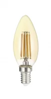 Лампа сетодиодная декоративная LED 8w E14 3000K свеча золотая филамент 230/50 Jazzway