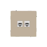 Компьютерная розетка RJ-45 без шторки, кат.6А двойная, KANT, ванильный марципан