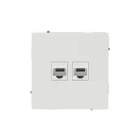Компьютерная розетка RJ-45 без шторки, кат.6А двойная, KANT, белый песок