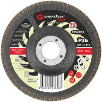 Круг лепестковый торцевой GreatFlex Plus (72 лепестка): 125x22,2 мм, P36