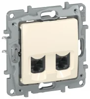 IEKETIKA Розетка компьютерная двойная RJ45 категория 5Е UTP 6723551 слоновая кость