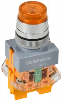 Кнопка D7-11DNZS d=22мм 1з+1р с подсв. и фикс. жел. GENERICA