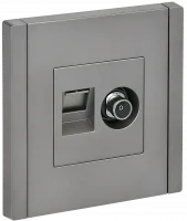 FORTE&PIANO Розетка двойная TV+RJ45 кат.5E FP536 сталь IEK