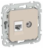FLITE Розетка 2-местная RJ45/TV категория 5Е UTP РКТВ5е-2-0-ФлЛ льняной IEK