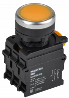 Кнопка с подсветкой d=22мм 1NO+1NC жёлтая MASTER IEK