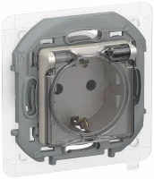 IEKINSPIRIA Розетка 1-местная с заземлением с защитными шторками и крышкой 16А IP44 6737481 шампань
