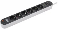 Фильтр сетевой СФ-06К 16А USB A+C 20Вт 1,5м 3х1,5мм2 черный IEK