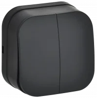 GLORY Выключатель 2-клавишный для открытой установки 10А ВС20-2-0-ХЧм черный матовый IEK