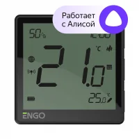 Терморегулятор беспроводной черный, с модулем Zigbee, с аккумулятором, со встроенным датчиком влажности, с возможностью подключения датчика пола