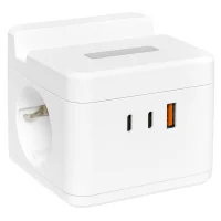 УдлинительКуб 2 гнезда 1USB + 2Type C с быт рой   зарядкой, подставкой под телефон и ночником 1,    3 метра 1мм2"