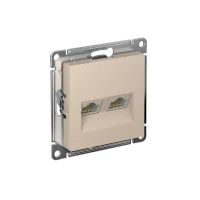 ATLASDESIGN РОЗЕТКА двойная компьютерная RJ45+RJ45, кат.5E, механизм, ПЕСОЧНЫЙ