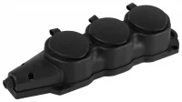 Колодка каучуковая с заземлением 3 розетки 16A IP44 черная KX-3e-B-IP44