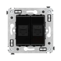 Avanti Компьютерная розетка RJ-45 без шторки в    стену, кат.5е двойная Черный квадрат