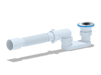 Сифон для душевого поддона АНИ 1 1/2' x 40 плоский с гибкой трубой 40х50