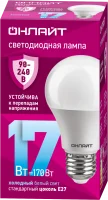 Лампа светодиодная 17вт OLL-A60-17-230-6.5K-E27 PRO 90-240В ОНЛАЙТ