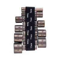 Биты для шуруповерта для кровельных саморезов 5 -  13 мм 9 шт 1/4" HEX