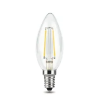 Лампа светодиодная филаментная LED 5 Вт 420 лм 2700К свеча теплый E14 AC 220В прозрачная колба Black Filament Gauss