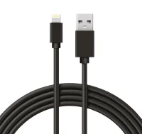 Кабель USB-Lightning 2 А, 1 м, черный ПВХ