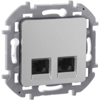 Розетка компьютерная двойная RJ45 категория 6 UTP алюминий INSPIRIA