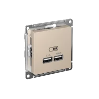 ATLASDESIGN USB РОЗЕТКА A+A, 5В/2,1 А, 2х5В/1,05 А, механизм, ПЕСОЧНЫЙ