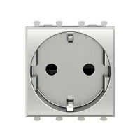 Розетка модульная, 2P+E, с з/ш, Avanti, закаленная сталь, 2 модуля