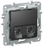 IEKETIKA Розетка компьютерная двойная RJ45 категория 5Е UTP 6726551 антрацит