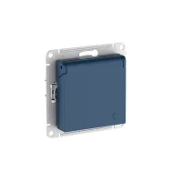 ATLASDESIGN РОЗЕТКА с заземл. со шторк. с крышкой,16А, IP20, быстрозажимные клеммы, АКВАМАРИН