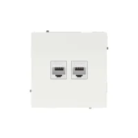 Компьютерная розетка RJ-45 без шторки, кат.5е двойная, KANT, белая магнолия