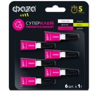 Супер-клей моментальный GSp- 1x 6 BL-6 1г ФАZА