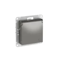 ATLASDESIGN РОЗЕТКА с заземл. со шторк. с крышкой,16А,IP20, быстрозажимные клеммы, СТАЛЬ