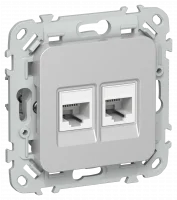 FLITE Розетка 2-местная компьютерная RJ45 категория 5Е UTP РК5е-2-0-ФлА алюминий IEK