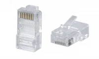 Коннектор RJ-45 под витую пару, категория 5e, универсальный (для одножильного и многожильного кабеля) для проводников с толщиной по изоляции до 1,05 мм