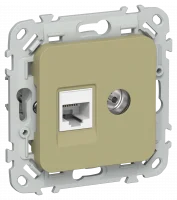 FLITE Розетка 2-местная RJ45/TV категория 5Е UTP РКТВ5е-2-0-ФлО оливковый IEK