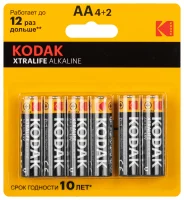Батарейка LR6-4+2BL XTRALIFE Alkaline