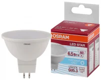 Лампа светодиодная LED 6,5Вт GU5.3 4000К 500лм 230V FR MR16 (замена 60Вт) OSRAM LS