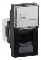 Розетка модульная компьютерная RJ-45 45х22,5мм черная
