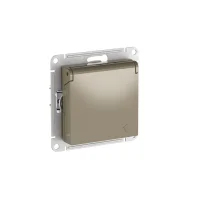 ATLASDESIGN РОЗЕТКА с заземл. со шторк. с крышкой,16А,IP20,мех., быстрозажимные клеммы, ШАМПАНЬ