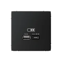 ARTGALLERY USB розетка A + тип-C 45Вт высокоскор.заряд. QC, PD, механизм, карбон