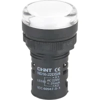 Индикатор ND16-22DS/4C белый, компактный, встроенный конденсатор, IP65 АС230В (R)