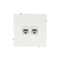 Компьютерная розетка RJ-45 без шторки, кат.6А двойная, KANT, белая магнолия