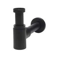 Сифон LINEIS MINI для раковины 1'1/4x32 без выпуска с отводом и декоративной розеткой, черный матовый, латунь