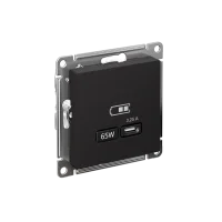 ATLASDESIGN USB РОЗЕТКА тип-C 65W высокоскор.заряд. QC, PD, механизм, КАРБОН