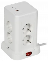DOMINIC Удлинитель У08K 8 мест 2P+PE 1,5м 3х1,0мм2 16А/250В USB A+C 20Вт белый IEK