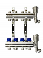 Коллекторная группа FHF-4R set 4 контура 1'x3/4' c воздухоотводчиками и кронштейнами