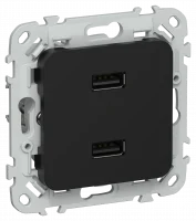FLITE Розетка USB A+A 3,1А РЮ-2-ФлЧ черный IEK
