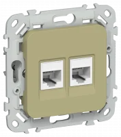 FLITE Розетка 2-местная компьютерная RJ45 категория 5Е UTP РК5е-2-0-ФлО оливковый IEK