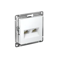 ATLASDESIGN РОЗЕТКА двойная компьютерная RJ45+RJ45, кат.6А, механизм, БЕЛЫЙ