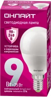 Лампа светодиодная 9вт OLL-G45-9-230-4K-E14-FR PRO 90-240В ОНЛАЙТ
