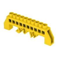 Шина ''0'' РЕ (8х12мм) 10 отверстий латунь желтый нейлоновый корпус комбинированный PROxima''